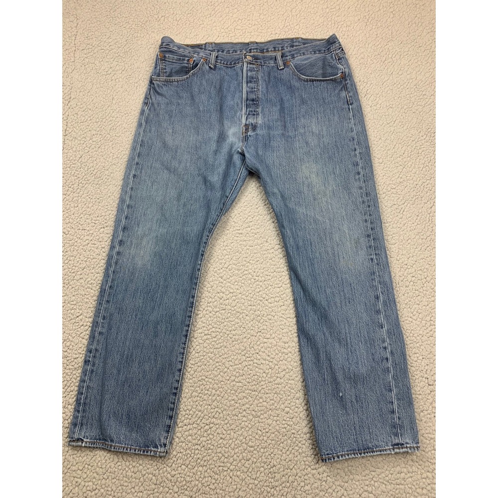 Levi's 501 Jeans Mens 40x29 Blue Medium Wash Straight Leg Button Fly‎ Denim